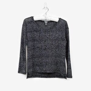 Splendid Shimmer Top Size XS Gray Silver Semi-Sheer Shiny Metallic‎ Holiday